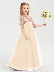 Sparkling Sequined Junior Bridesmaids Gown Peach