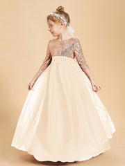 Sparkling Sequined Junior Bridesmaids Gown Peach