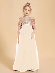 Sparkling Sequined Junior Bridesmaids Gown Peach