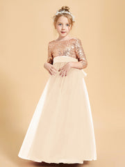 Sparkling Sequined Junior Bridesmaids Gown Peach