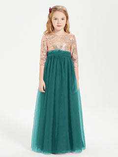 Sparkling Sequined Junior Bridesmaids Gown Peacock