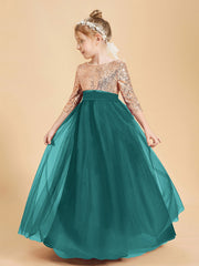 Sparkling Sequined Junior Bridesmaids Gown Peacock