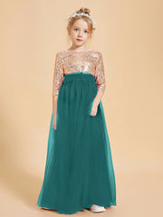Sparkling Sequined Junior Bridesmaids Gown Peacock
