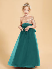 Sparkling Sequined Junior Bridesmaids Gown Peacock