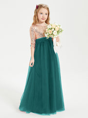 Sparkling Sequined Junior Bridesmaids Gown Peacock