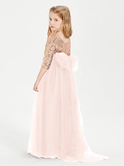 Sparkling Sequined Junior Bridesmaids Gown Pearl Pink