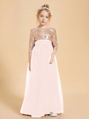 Sparkling Sequined Junior Bridesmaids Gown Pearl Pink
