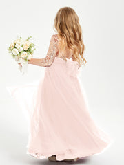Sparkling Sequined Junior Bridesmaids Gown Pearl Pink