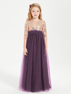 Sparkling Sequined Junior Bridesmaids Gown Plum