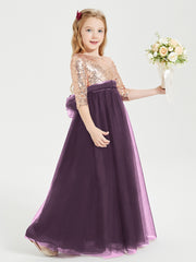 Sparkling Sequined Junior Bridesmaids Gown Plum