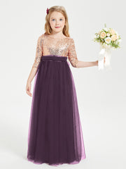 Sparkling Sequined Junior Bridesmaids Gown Plum