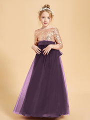 Sparkling Sequined Junior Bridesmaids Gown Plum