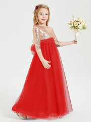 Sparkling Sequined Junior Bridesmaids Gown Red