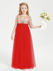 Sparkling Sequined Junior Bridesmaids Gown Red