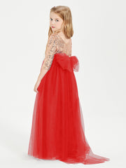 Sparkling Sequined Junior Bridesmaids Gown Red