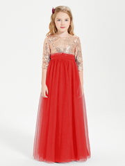 Sparkling Sequined Junior Bridesmaids Gown Red