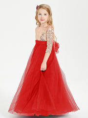 Sparkling Sequined Junior Bridesmaids Gown Red