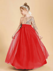 Sparkling Sequined Junior Bridesmaids Gown Red
