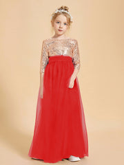 Sparkling Sequined Junior Bridesmaids Gown Red