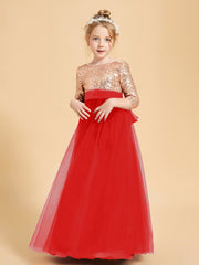 Sparkling Sequined Junior Bridesmaids Gown Red