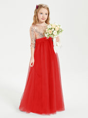 Sparkling Sequined Junior Bridesmaids Gown Red