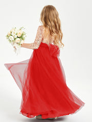 Sparkling Sequined Junior Bridesmaids Gown Red