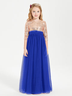 Sparkling Sequined Junior Bridesmaids Gown Royal Blue