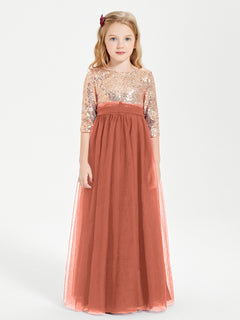 Sparkling Sequined Junior Bridesmaids Gown Rust