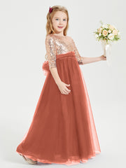 Sparkling Sequined Junior Bridesmaids Gown Rust