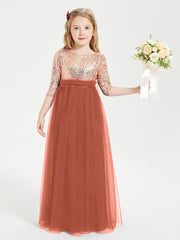 Sparkling Sequined Junior Bridesmaids Gown Rust