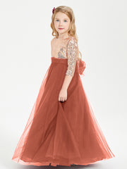 Sparkling Sequined Junior Bridesmaids Gown Rust