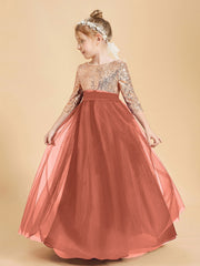 Sparkling Sequined Junior Bridesmaids Gown Rust
