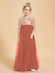 Sparkling Sequined Junior Bridesmaids Gown Rust