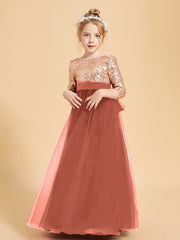 Sparkling Sequined Junior Bridesmaids Gown Rust