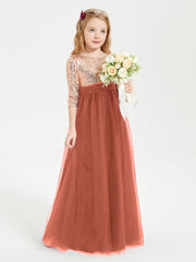 Sparkling Sequined Junior Bridesmaids Gown Rust