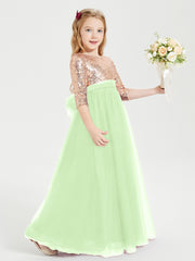 Sparkling Sequined Junior Bridesmaids Gown Sage