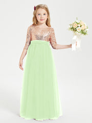 Sparkling Sequined Junior Bridesmaids Gown Sage