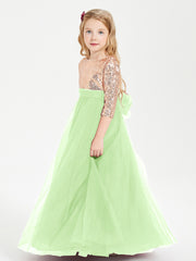 Sparkling Sequined Junior Bridesmaids Gown Sage