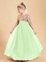Sparkling Sequined Junior Bridesmaids Gown Sage