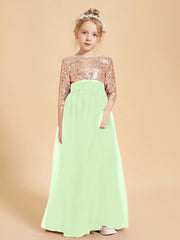 Sparkling Sequined Junior Bridesmaids Gown Sage