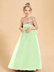 Sparkling Sequined Junior Bridesmaids Gown Sage