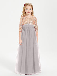 Sparkling Sequined Junior Bridesmaids Gown Silver