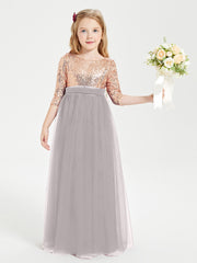 Sparkling Sequined Junior Bridesmaids Gown Silver