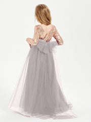 Sparkling Sequined Junior Bridesmaids Gown Silver