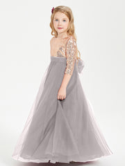 Sparkling Sequined Junior Bridesmaids Gown Silver