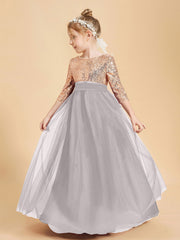 Sparkling Sequined Junior Bridesmaids Gown Silver