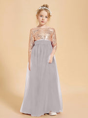 Sparkling Sequined Junior Bridesmaids Gown Silver