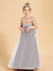 Sparkling Sequined Junior Bridesmaids Gown Silver