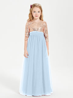 Sparkling Sequined Junior Bridesmaids Gown Sky Blue