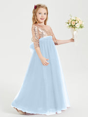 Sparkling Sequined Junior Bridesmaids Gown Sky Blue